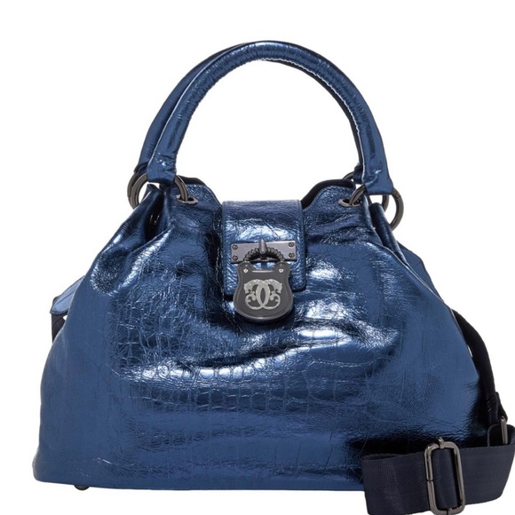 Sharif Legacy Croco Embossed Setosa Leather City Satchel - Picture 2 of 13